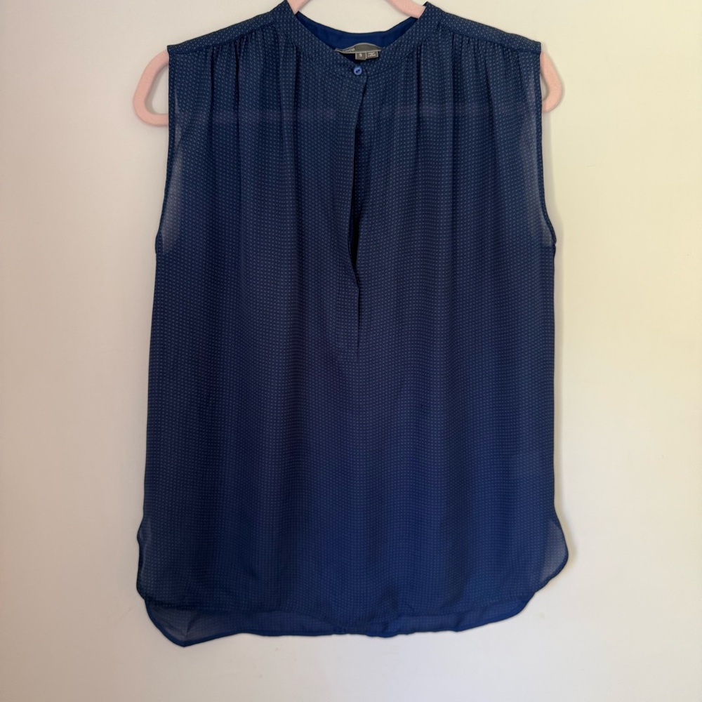 Vince 100% Silk Sleeveless Blouse Navy Blue Size Small
